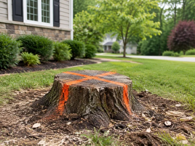 Illustrative stump grinding service